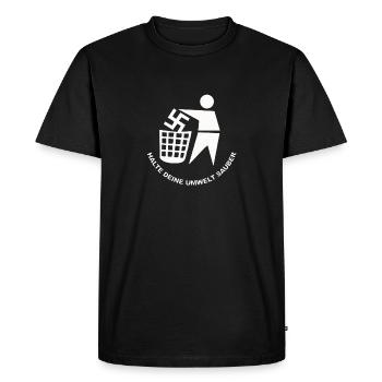 Halte Deine Umwelt Sauber - Männer Premium Bio T-Shirt - Schwarz - Vorne - Nico (187cm)
