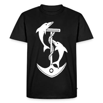 Ancre et dauphins (blanc) - T-shirt Premium bio Homme - noir - Devant - Nico (187cm)