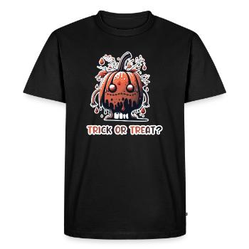 Funny Face Pumpkin Monster - Men's Premium Organic T-Shirt - black - Front - Nico (187cm)