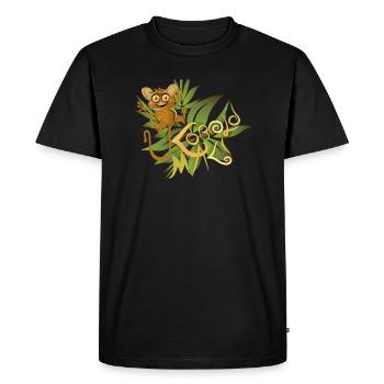 Tarsier dans la jungle - T-shirt Premium bio Homme - noir - Devant - Nico (187cm)
