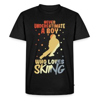 Drôle de garçon de ski - T-shirt Premium bio Homme - noir - Devant - Nico (187cm)