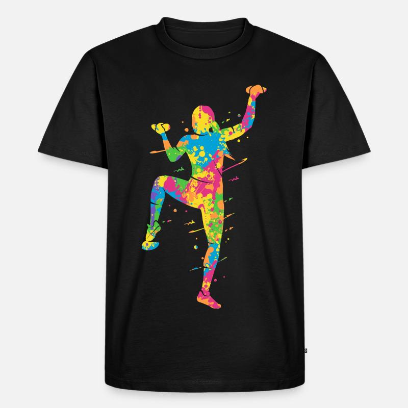 Bouldern Bunt Kletterer Mädchen Berge Klettern - Männer Premium Bio T-Shirt - Schwarz
