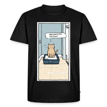 Litter Box Shitshow Humor - Men's Premium Organic T-Shirt - black - Front - Nico (187cm)
