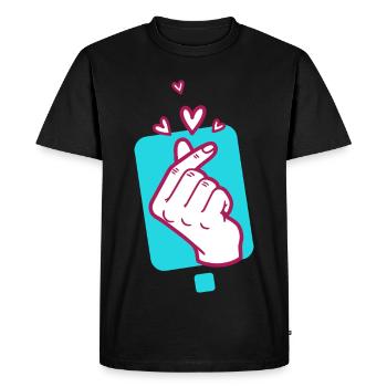 Kpop Doigt coréen en forme de cœur mignon Coréen Pop Amour - T-shirt Premium bio Homme - noir - Devant - Nico (187cm)