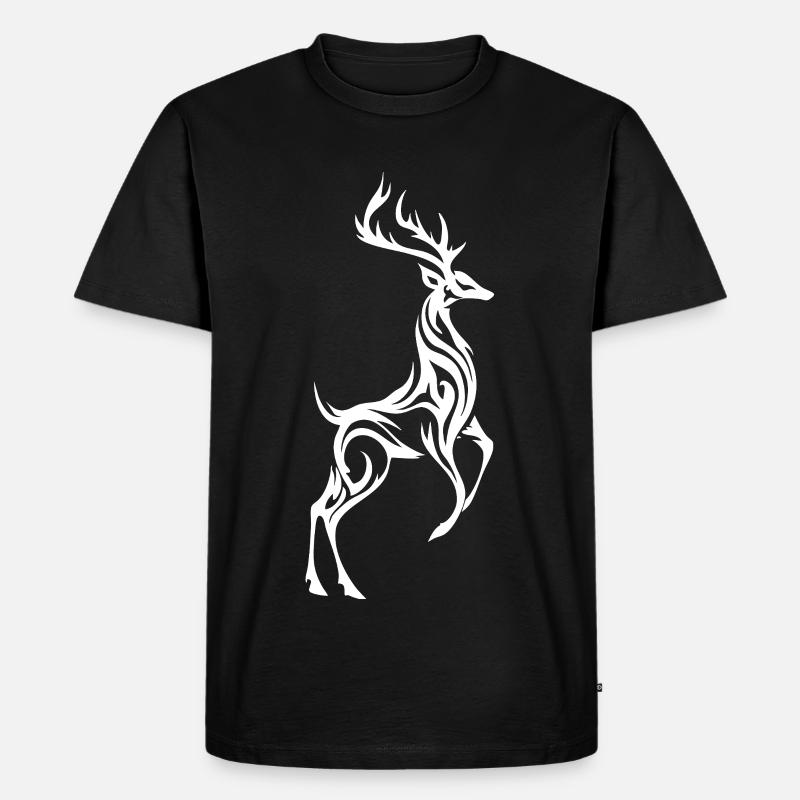 Wilder Hirsch-Silhouette - Männer Premium Bio T-Shirt - Schwarz