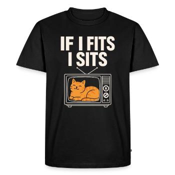 Chat Mignon Rétro TV If I Fits I Sits - Men's Premium Organic T-Shirt - black - Front - Nico (187cm)