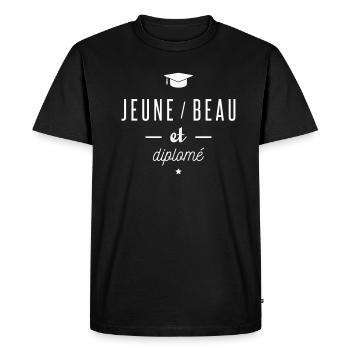 jeune beau et diplome - T-shirt Premium bio Homme - noir - Devant - Nico (187cm)
