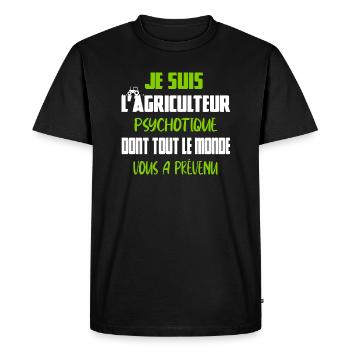 Je suis l'agriculteur psychotique t-shirt tracteur - T-shirt Premium bio Homme - noir - Devant - Nico (187cm)