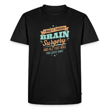 Brain Surgery Gift Skull Survivor - Men's Premium Organic T-Shirt - black - Front - Nico (187cm)