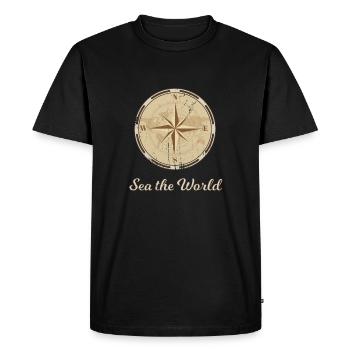 Sea the World Captain Compass Vintage - Men's Premium Organic T-Shirt - black - Front - Nico (187cm)