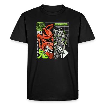 Oni Streetwear Hannya démon japonais Otaku 90s - T-shirt Premium bio Homme - noir - Devant - Nico (187cm)