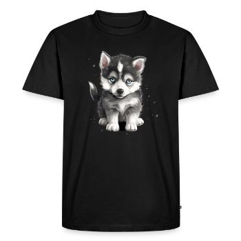 Husky Puppy Dog Baby Sled Dog - T-shirt Premium bio Homme - noir - Devant - Nico (187cm)