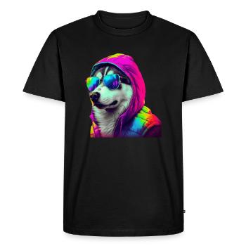 Husky avec lunettes de soleil Coloré Cool Huskies Chien - T-shirt Premium bio Homme - noir - Devant - Nico (187cm)