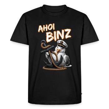 Ahoy Binz ! funny seagull with anchor - Men's Premium Organic T-Shirt - black - Front - Nico (187cm)
