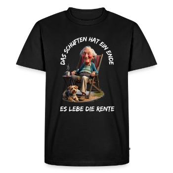 The toiling has come to an end - Long live the pension - Men's Premium Organic T-Shirt - black - Front - Nico (187cm)