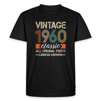 Naissance 1960 Naissance anniversaire né rétro - T-shirt Premium bio Homme - noir - Devant - Nico (187cm)