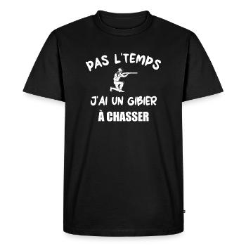 Pas l'temps j'ai un gibier à chasser t-shirt - T-shirt Premium bio Homme - noir - Devant - Nico (187cm)