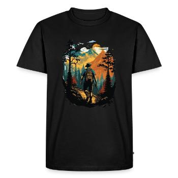 Forest, Landscape, Nature Lovers, Outdoor Trees - Men's Premium Organic T-Shirt - black - Front - Nico (187cm)