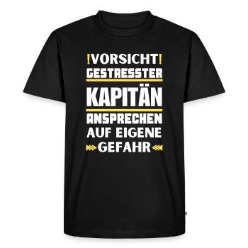 Ne parlez pas à un capitaine stressé ! - T-shirt Premium bio Homme - noir - Devant - Nico (187cm)