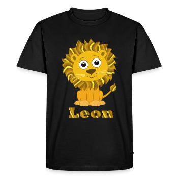 Leon lion chat drôle avec le nom - T-shirt Premium bio Homme - noir - Devant - Nico (187cm)