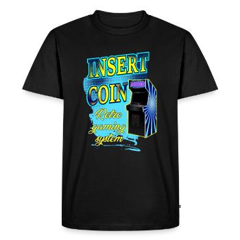 insérer une piece - T-shirt Premium bio Homme - noir - Devant - Nico (187cm)