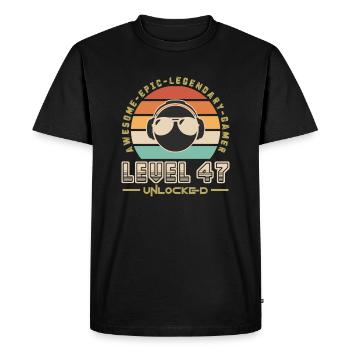Level 47 - T-shirt Premium bio Homme - noir - Devant - Nico (187cm)