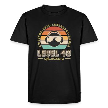Level 49 - Men's Premium Organic T-Shirt - black - Front - Nico (187cm)