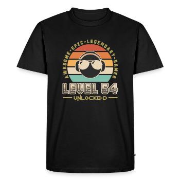 Level 54 - Men's Premium Organic T-Shirt - black - Front - Nico (187cm)