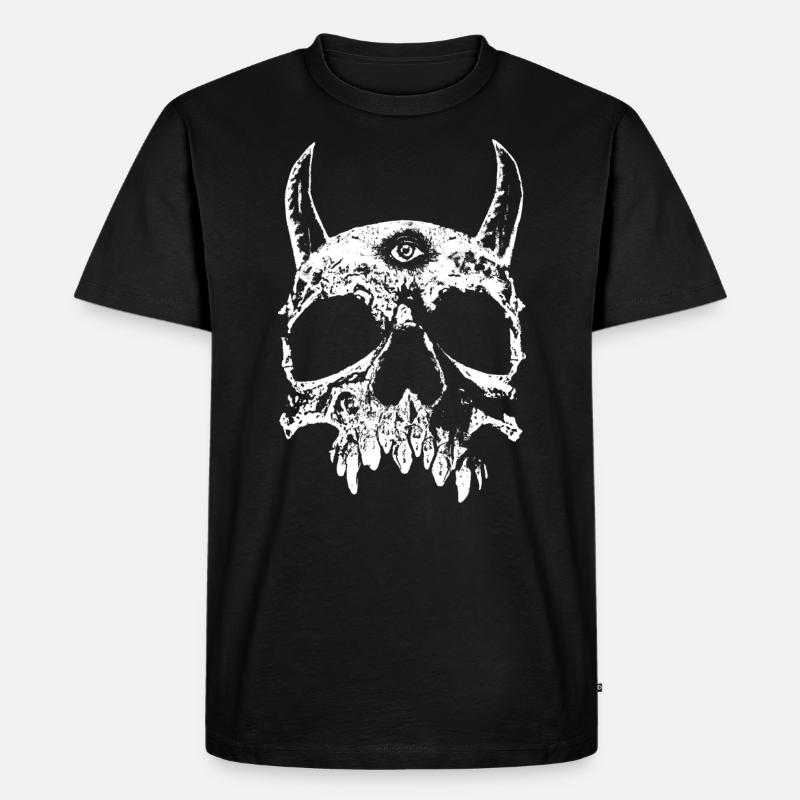 Der Teufel sieht alles - Männer Premium Bio T-Shirt - Schwarz