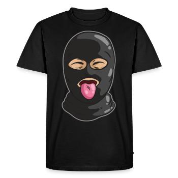 Amical Voleur Masque Langue Banque Voleur Gangster - T-shirt Premium bio Homme - noir - Devant - Nico (187cm)