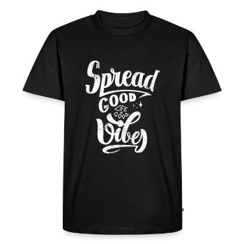 BEAU TEMPS AMOUR HEUREUX CITATION BONNE VIE MOTIF - T-shirt Premium bio Homme - noir - Devant - Nico (187cm)