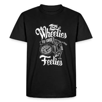 VÉLO BICYCLETTE ROUES BIKER RIDE DICTONS MOTIF - T-shirt Premium bio Homme - noir - Devant - Nico (187cm)