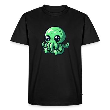 Le charme de Lovecraft : Adorable bébé mignon Cthulhu - T-shirt Premium bio Homme - noir - Devant - Nico (187cm)