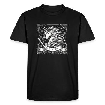 Magie de la licorne de Noël - T-shirt Premium bio Homme - noir - Devant - Nico (187cm)
