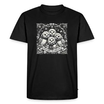 Enchanting Snowy Owl Family - Men's Premium Organic T-Shirt - black - Front - Nico (187cm)
