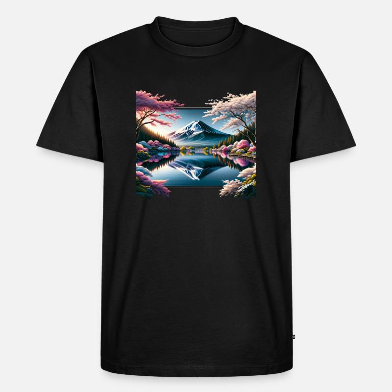 Spiegelung Des Fuji-berges - Männer Premium Bio T-Shirt - Schwarz
