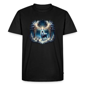 Enchanted forest reindeer - Men's Premium Organic T-Shirt - black - Front - Nico (187cm)