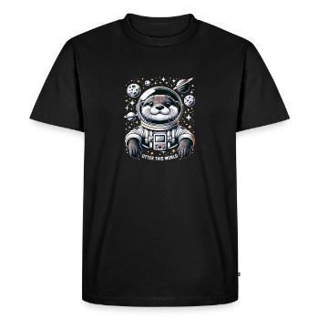 Otter Space Explorer - Men's Premium Organic T-Shirt - black - Front - Nico (187cm)