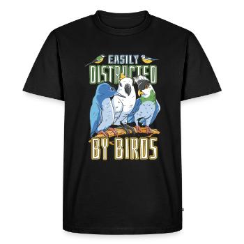 Facilement distrait par les oiseaux Observation des oiseaux - T-shirt Premium bio Homme - noir - Devant - Nico (187cm)