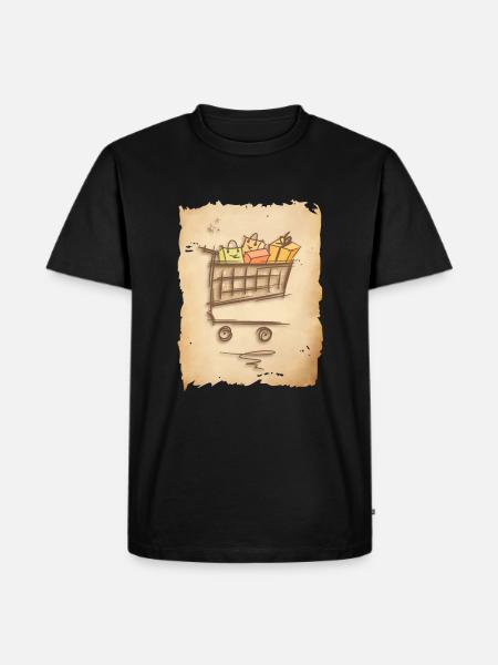 Einkaufswagen mit Geschenken Einkaufstüten - Ekologisk premium-T-shirt herr - svart