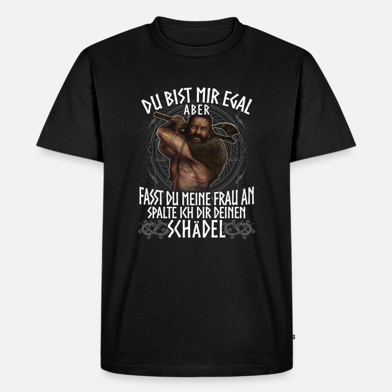 Wikinger - Schädel - Männer Premium Bio T-Shirt - Schwarz