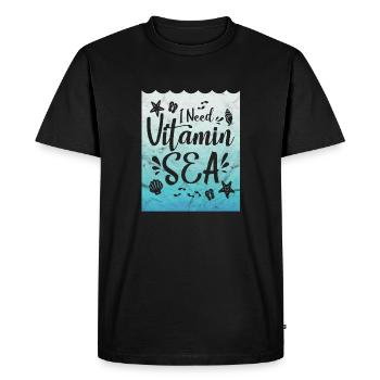 Jeu de mots cadeaux disant vacances Vitamines Sea Party - T-shirt Premium bio Homme - noir - Devant - Nico (187cm)