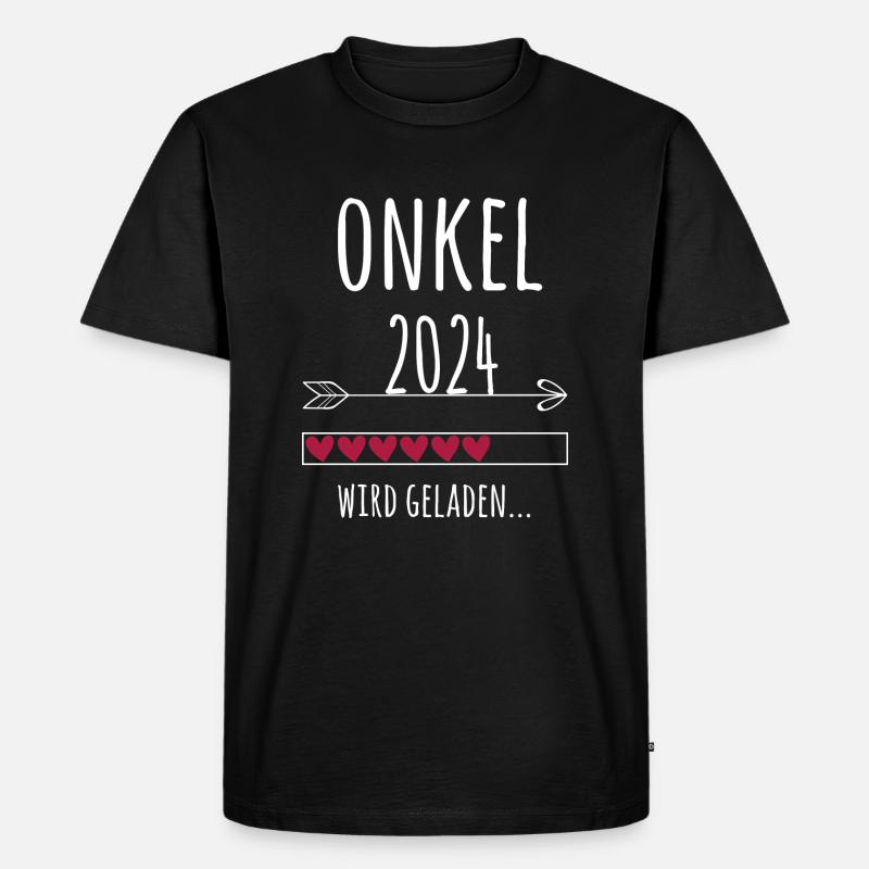 werdender Onkel 2024 Schwangerschaft Geschenk - Männer Premium Bio T-Shirt - Schwarz