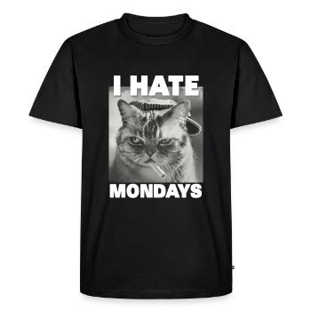 I hate mondays saying cat monday funny - Men's Premium Organic T-Shirt - black - Front - Nico (187cm)