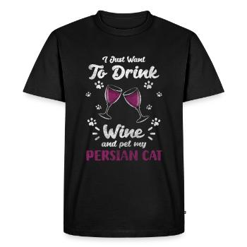 Chat persan à poil long - T-shirt Premium bio Homme - noir - Devant - Nico (187cm)