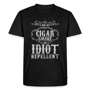 smoking cigar men's evening cuba enjoyment - Men's Premium Organic T-Shirt - black - Front - Nico (187cm)