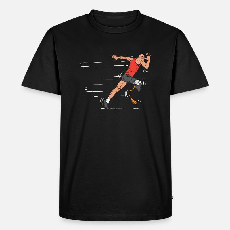 Coureur sans jambes - prothèse amputée - T-shirt Premium bio Homme - noir