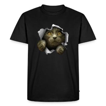 Chaton fêlé chat mignon - T-shirt Premium bio Homme - noir - Devant - Nico (187cm)