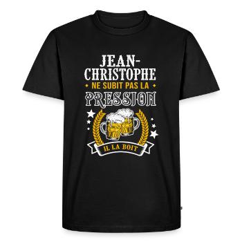 Jean-Christophe bière cadeau Jean christophe fêtes - T-shirt Premium bio Homme - noir - Devant - Nico (187cm)