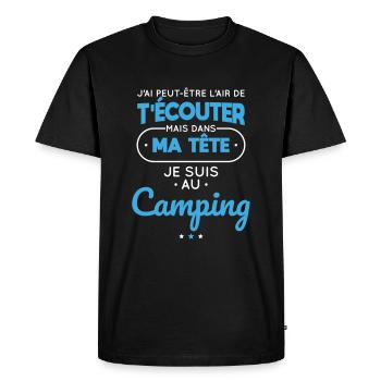 Camping - Dans ma tête je suis au camping - T-shirt Premium bio Homme - noir - Devant - Nico (187cm)